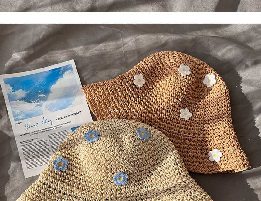 Accent Straw Bucket Hat Floral