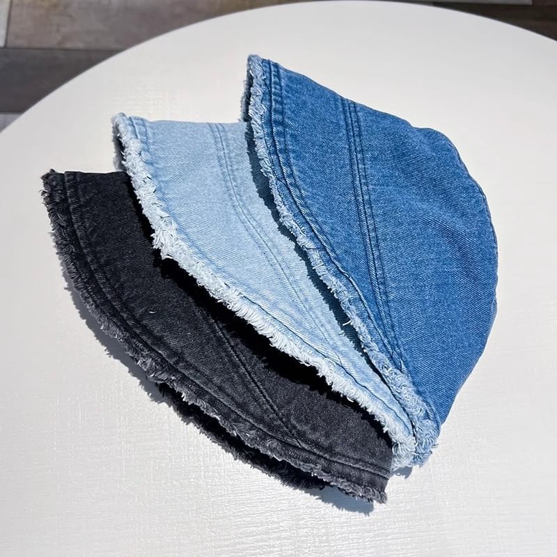 Denim Washed Hat Frayed Bucket