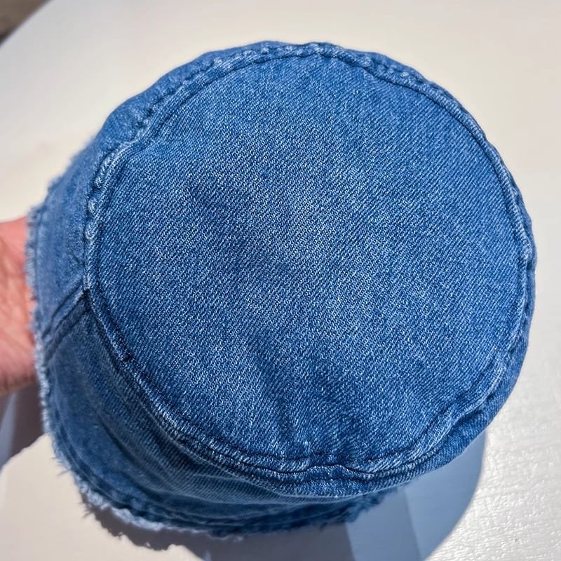 Denim Washed Hat Frayed Bucket