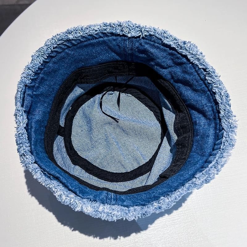 Denim Washed Hat Frayed Bucket