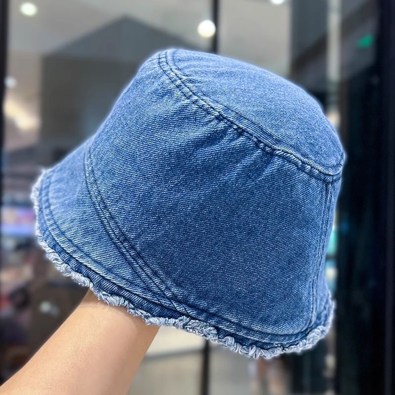Denim Washed Hat Frayed Bucket