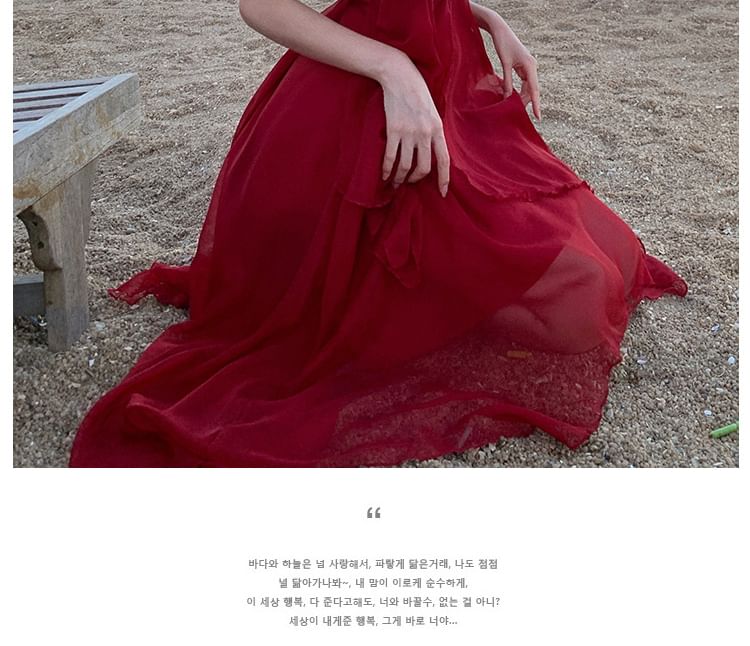 Asymmetrical Sheer Dress Spaghetti A-Line Strap