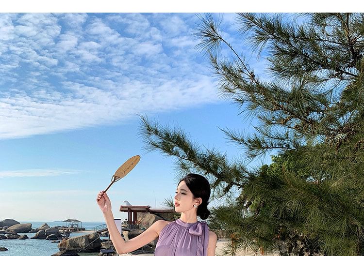 Maxi Sleeveless Plain Crewneck Dress A-Line