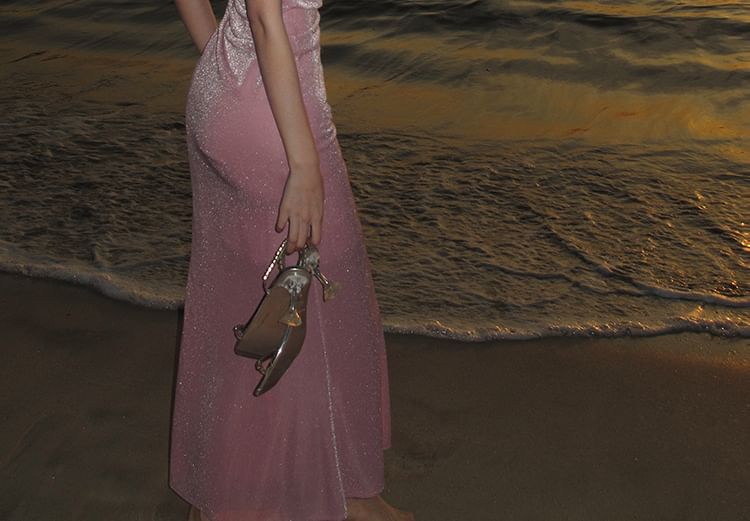 Spaghetti Dress Mermaid Plain Strap Maxi