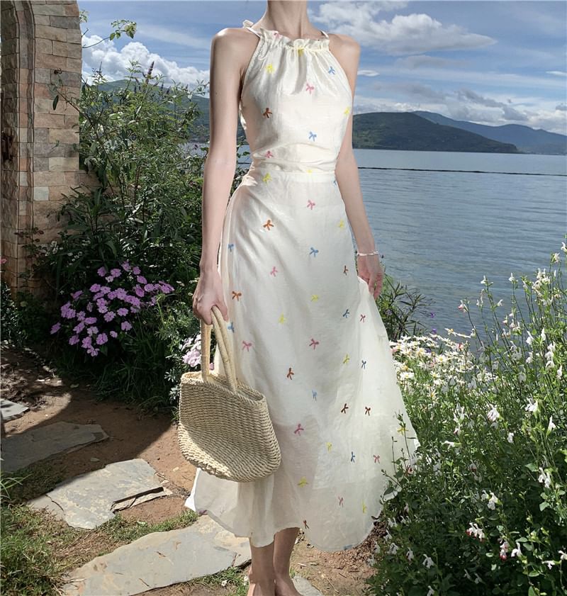 Midi Sleeveless Pattern Star A-Line Dress