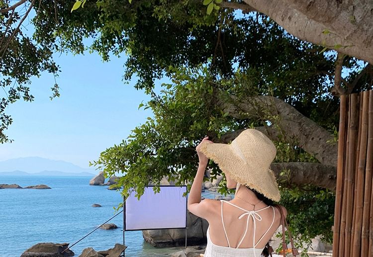 V-Neck Dress Maxi A-Line Plain Sleeveless