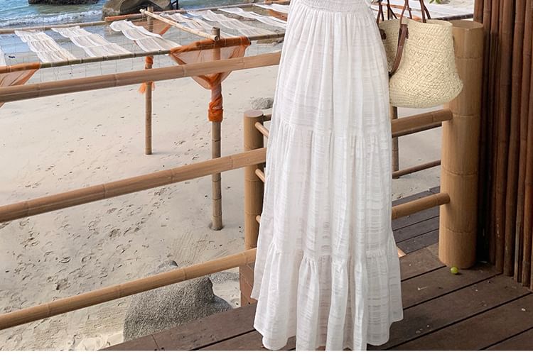 V-Neck Dress Maxi A-Line Plain Sleeveless