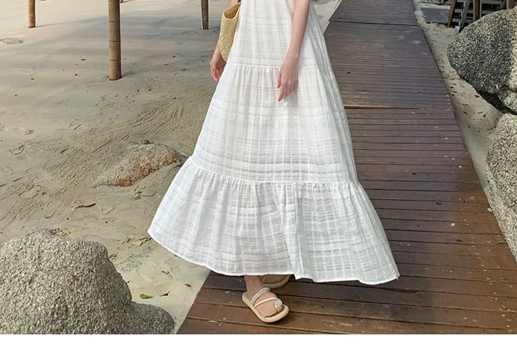 V-Neck Dress Maxi A-Line Plain Sleeveless