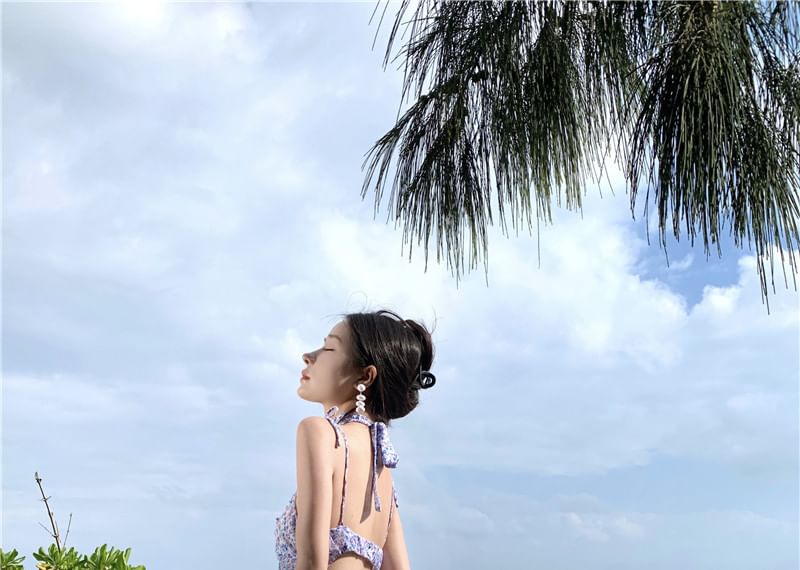 Print Strap Floral Spaghetti Dress A-Line Midi