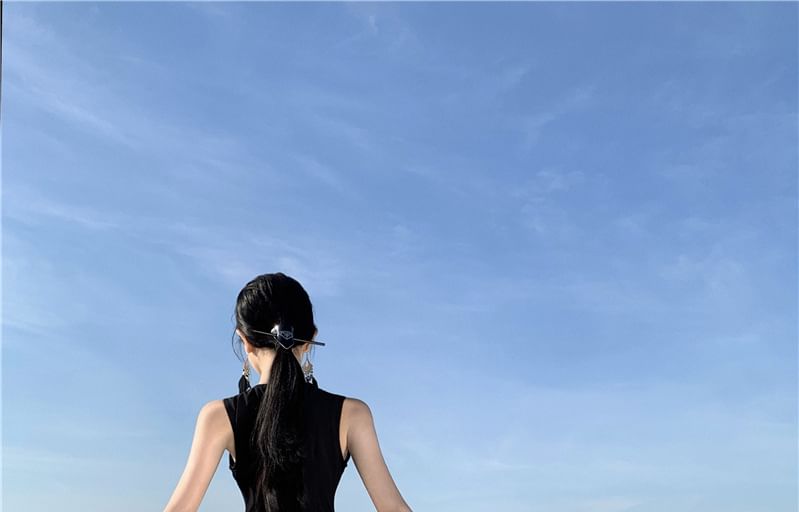 Sleeveless Tone Crewneck Maxi Dress Two A-Line