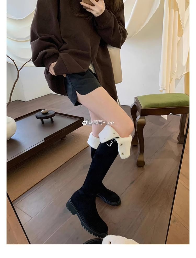 Over-the-Knee Boots Fleece-Lined