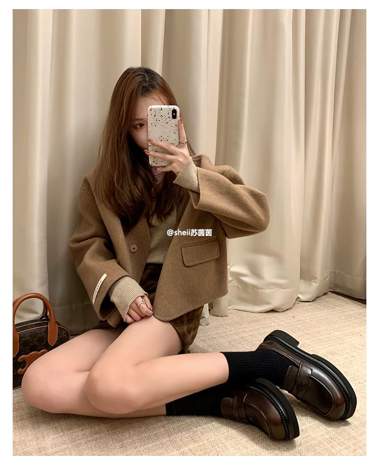 Heel Faux Leather Platform Loafers Chunky