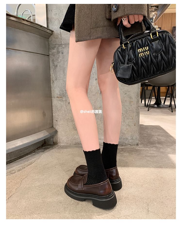 Heel Faux Leather Platform Loafers Chunky