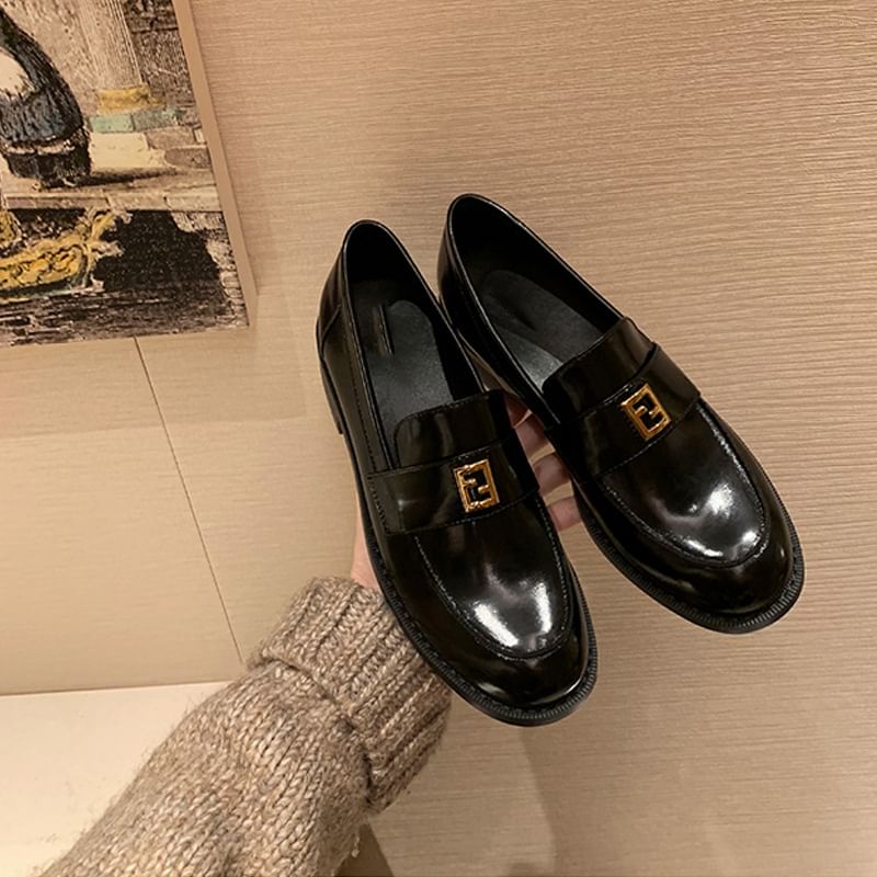 Faux Buckled Leather Loafers