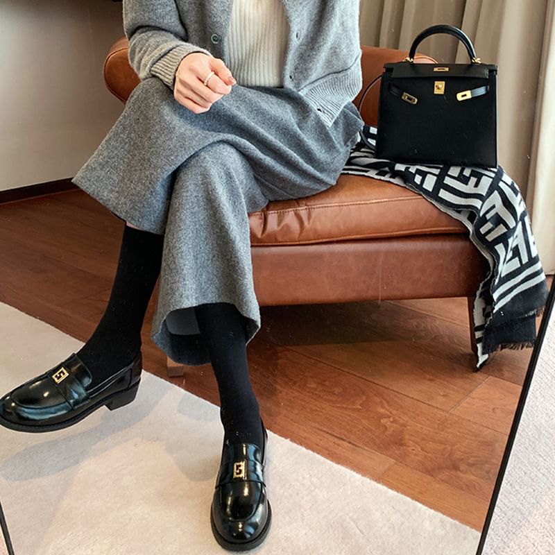 Faux Buckled Leather Loafers