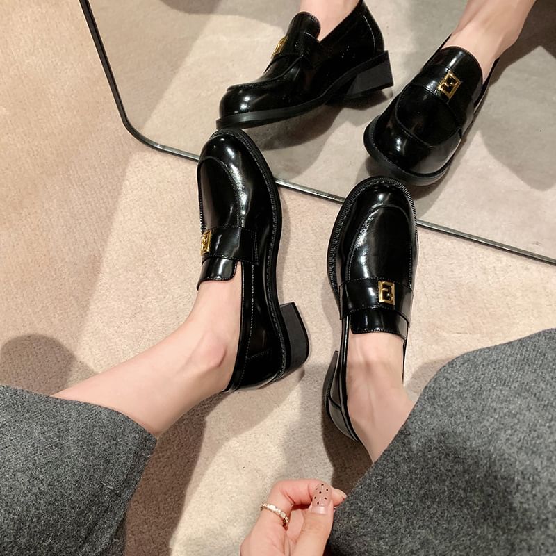 Faux Buckled Leather Loafers