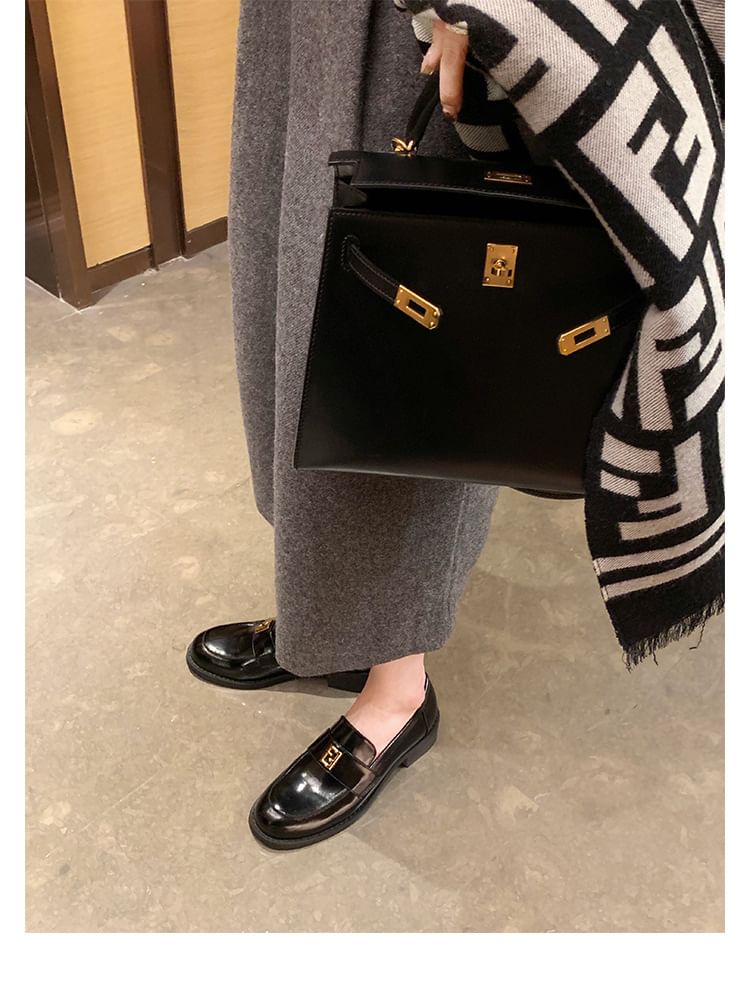 Faux Buckled Leather Loafers