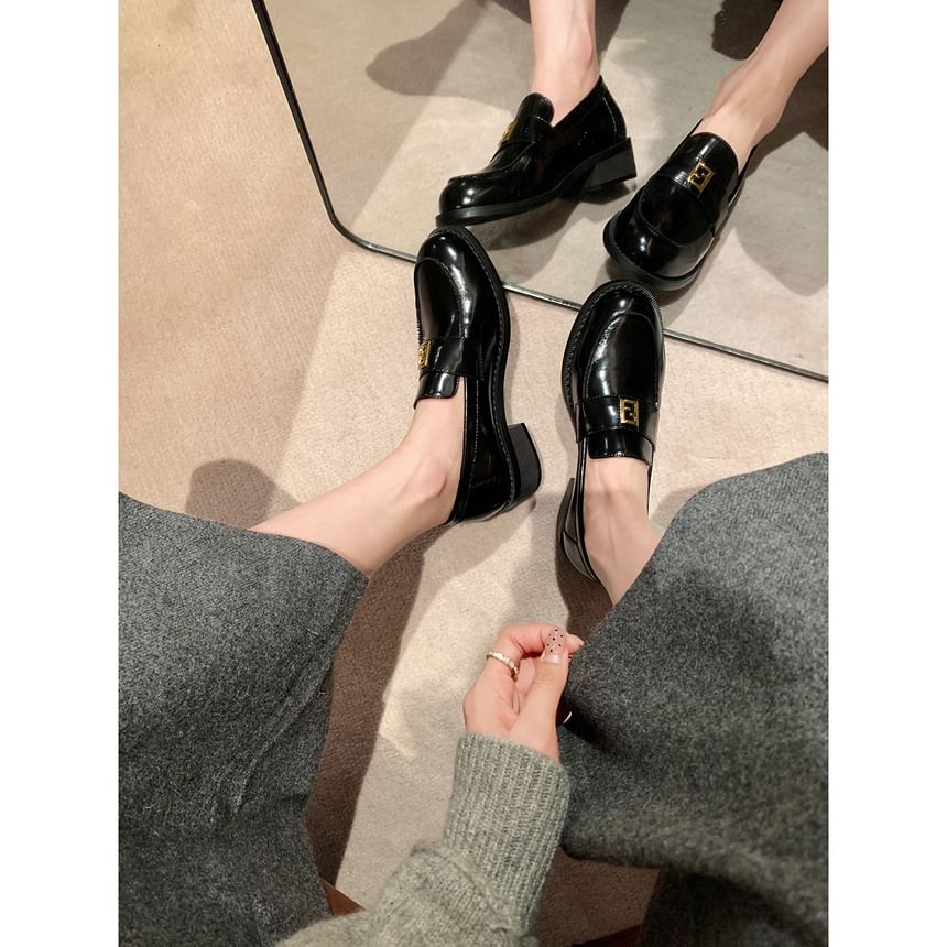 Faux Buckled Leather Loafers