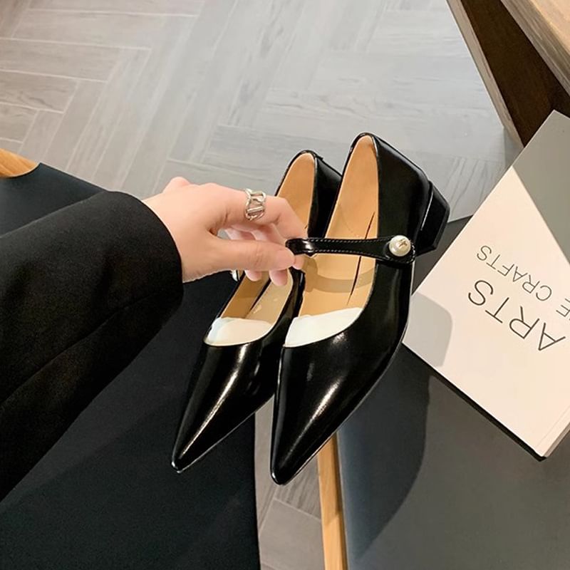 Pointy Pumps Mary Heel Low Jane