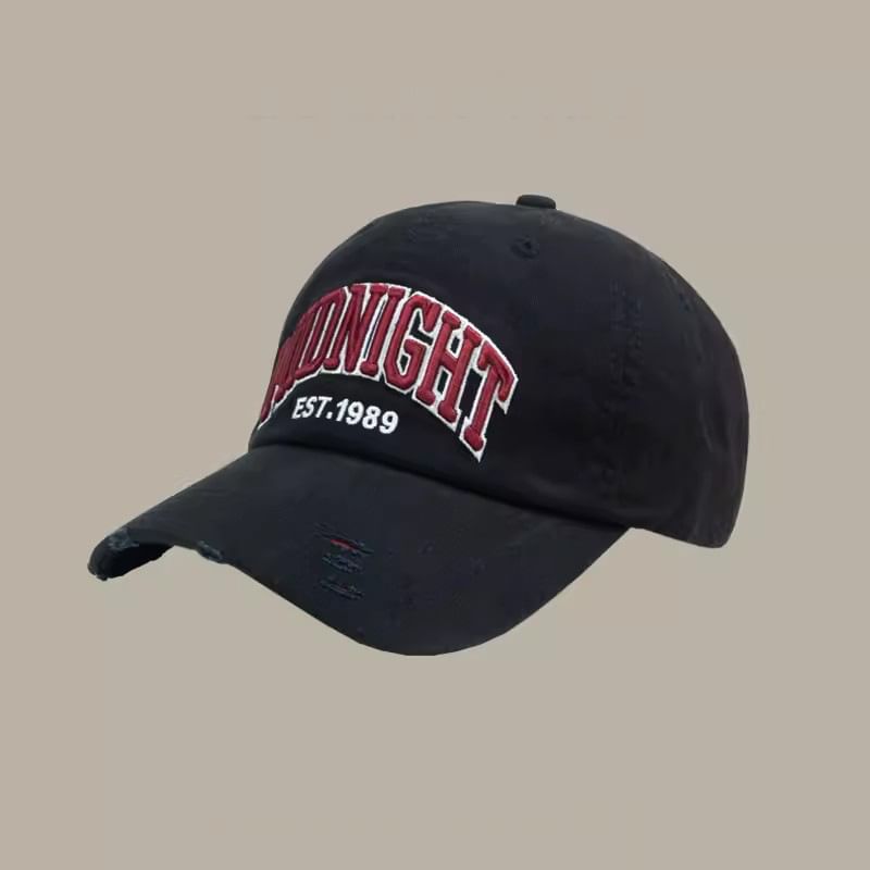 Distressed Baseball Lettering Cap Embroidered