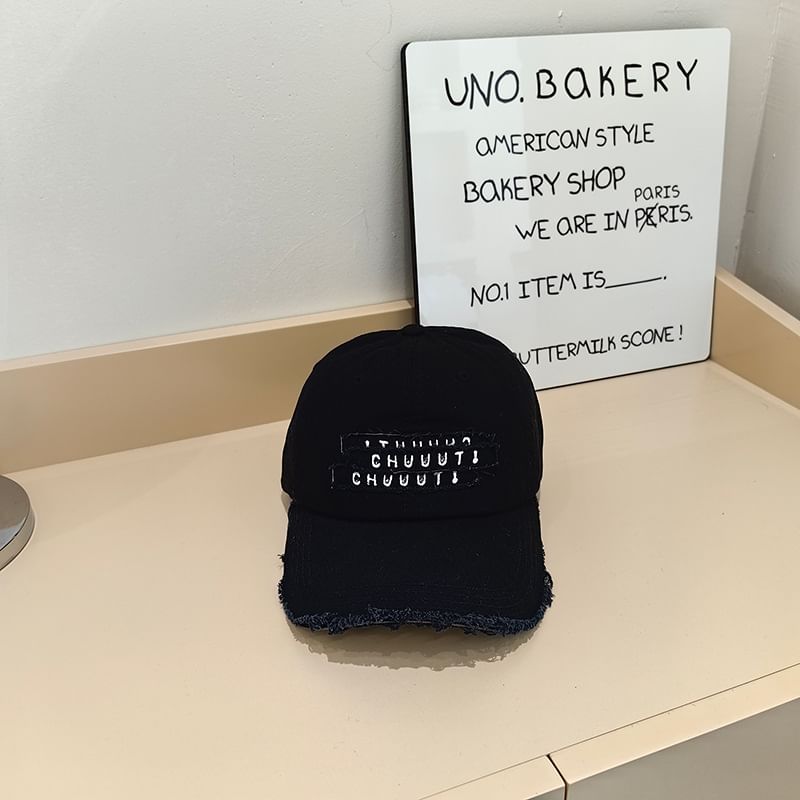 Embroidered Cap Lettering Distressed Baseball