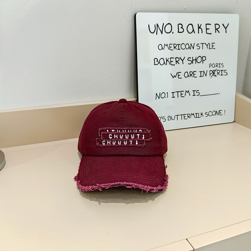 Embroidered Cap Lettering Distressed Baseball