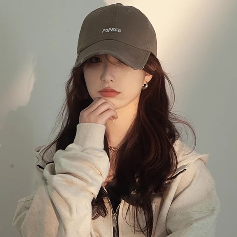 Distressed Baseball Cap Lettering Embroidered