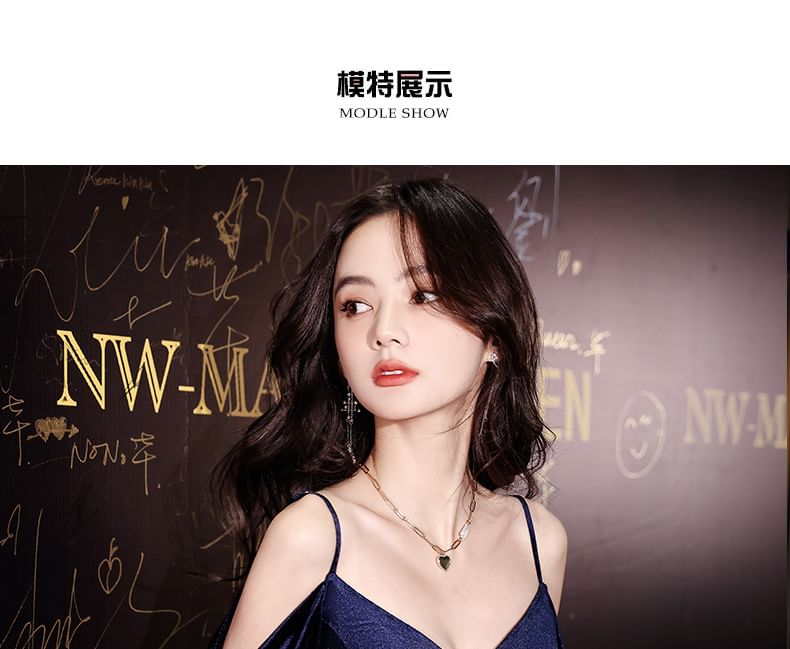 Trumpet Sequin Cold-Shoulder Evening Gown Side-Slit