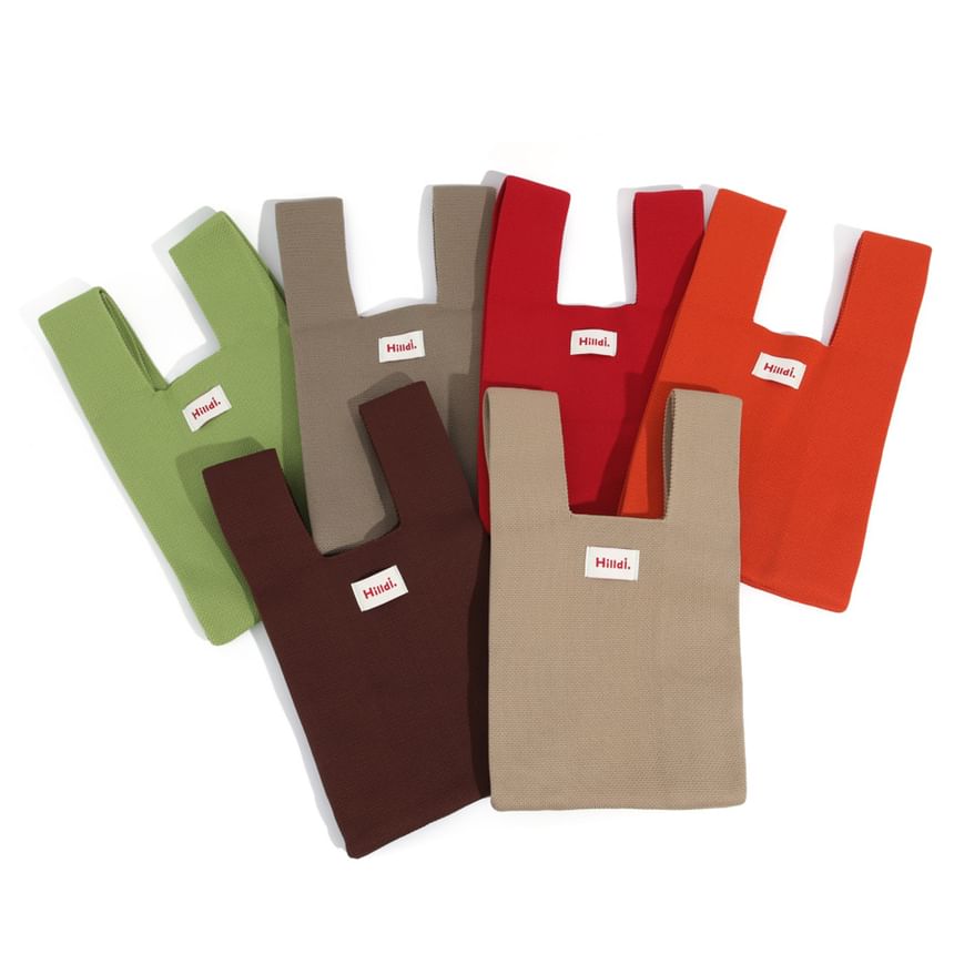 Lettering Applique Knit Tote Bag