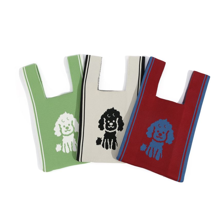 Dog Jacquard Knit Tote Bag