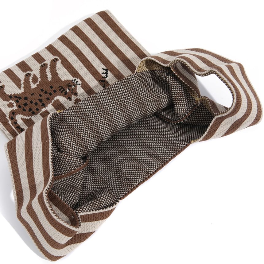 Cat Jacquard Knit Tote Bag