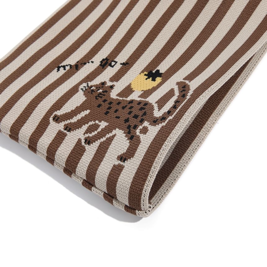 Cat Jacquard Knit Tote Bag