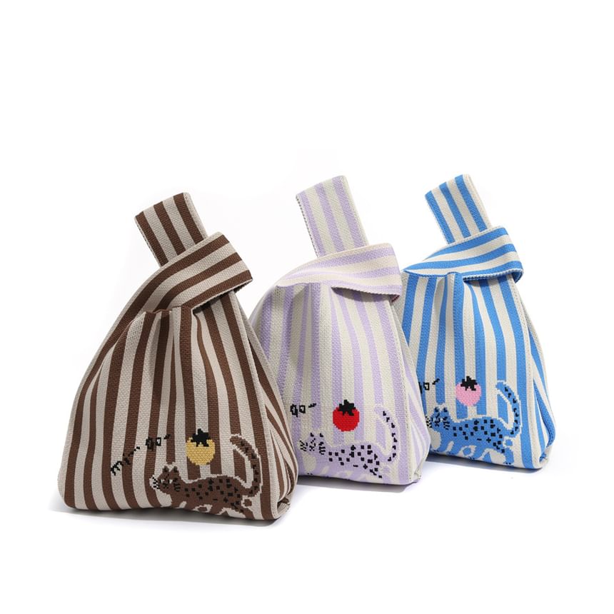 Cat Jacquard Knit Tote Bag