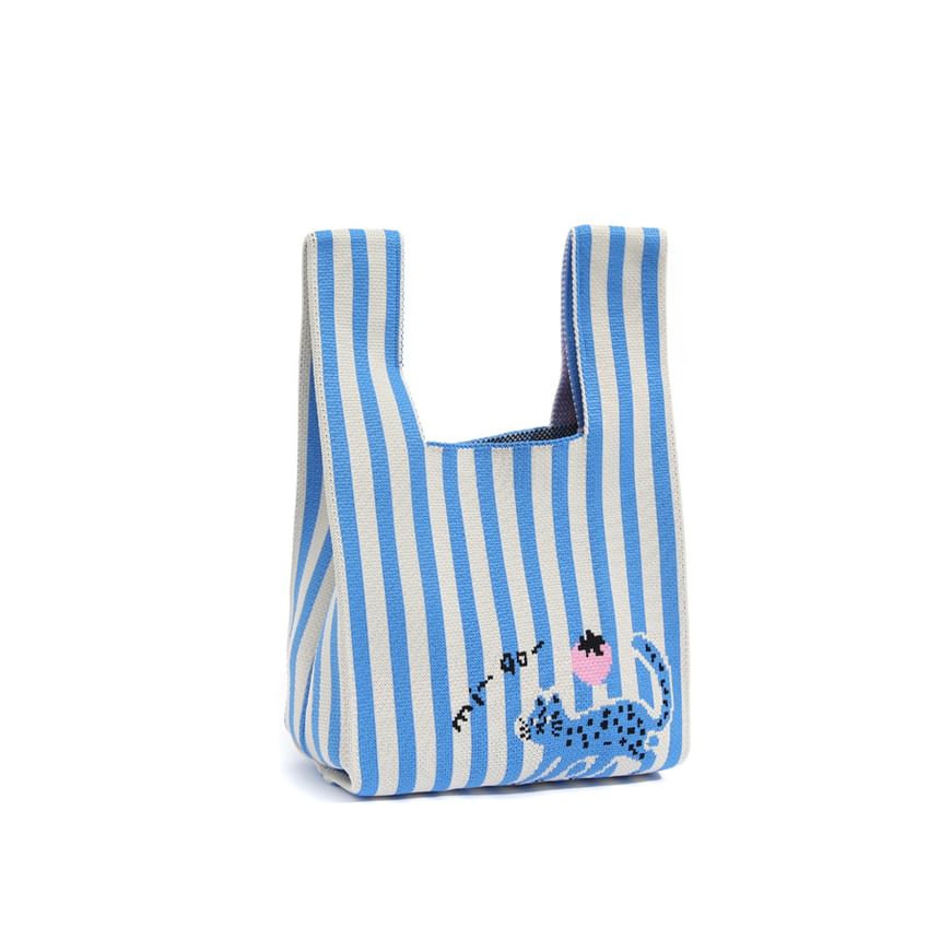 Cat Jacquard Knit Tote Bag