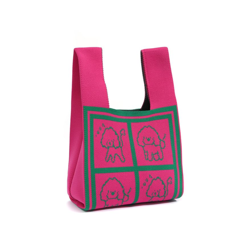 Dog Jacquard Knit Tote Bag