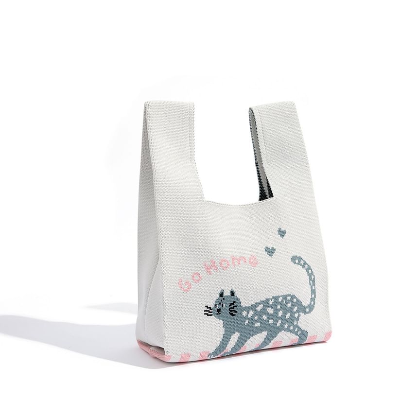 Cartoon Jacquard Knit Tote Bag