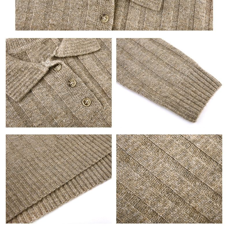 Dress Mini Plain Long-Sleeve Polo-Neck Sweater