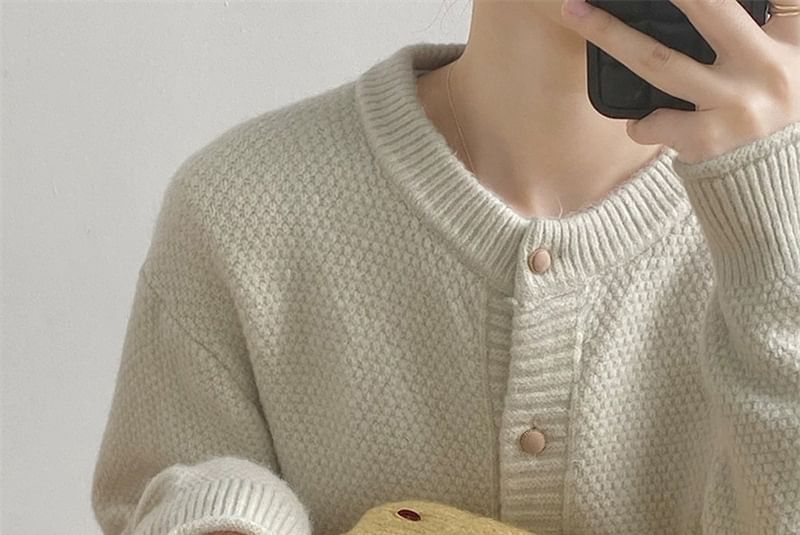 Button-Up Plain Cardigan