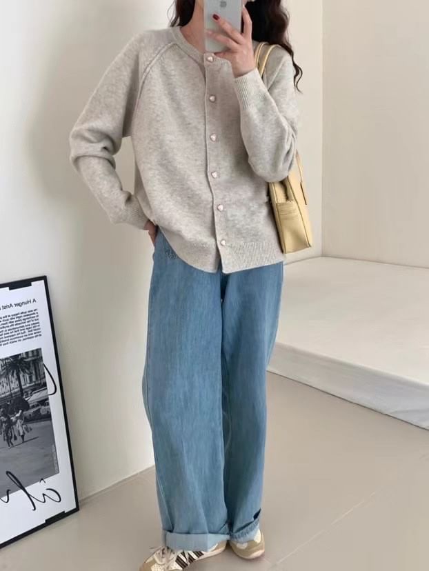 Plain Button-Up Cardigan