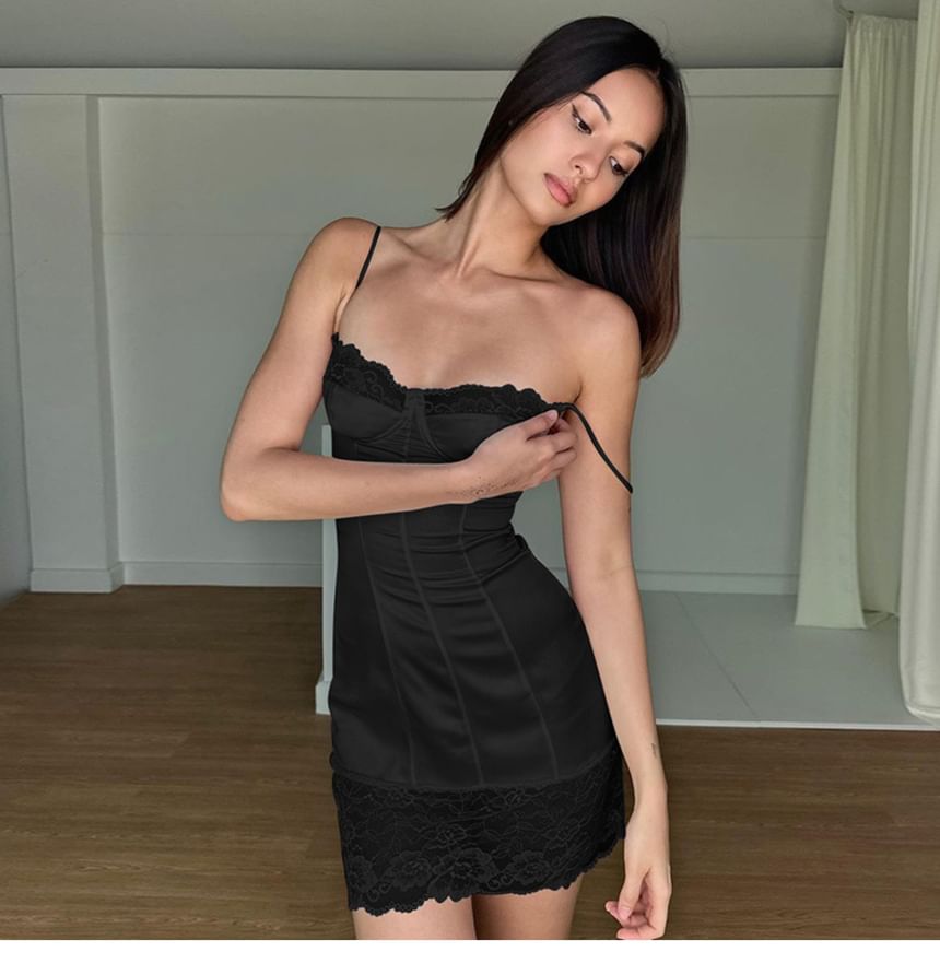 Spaghetti Strap Lace Mini Dress