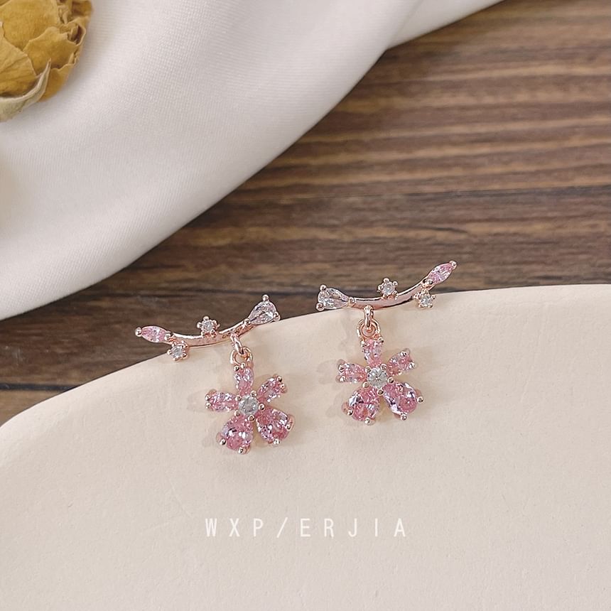 Alloy Cuff Rhinestone Floral Ear