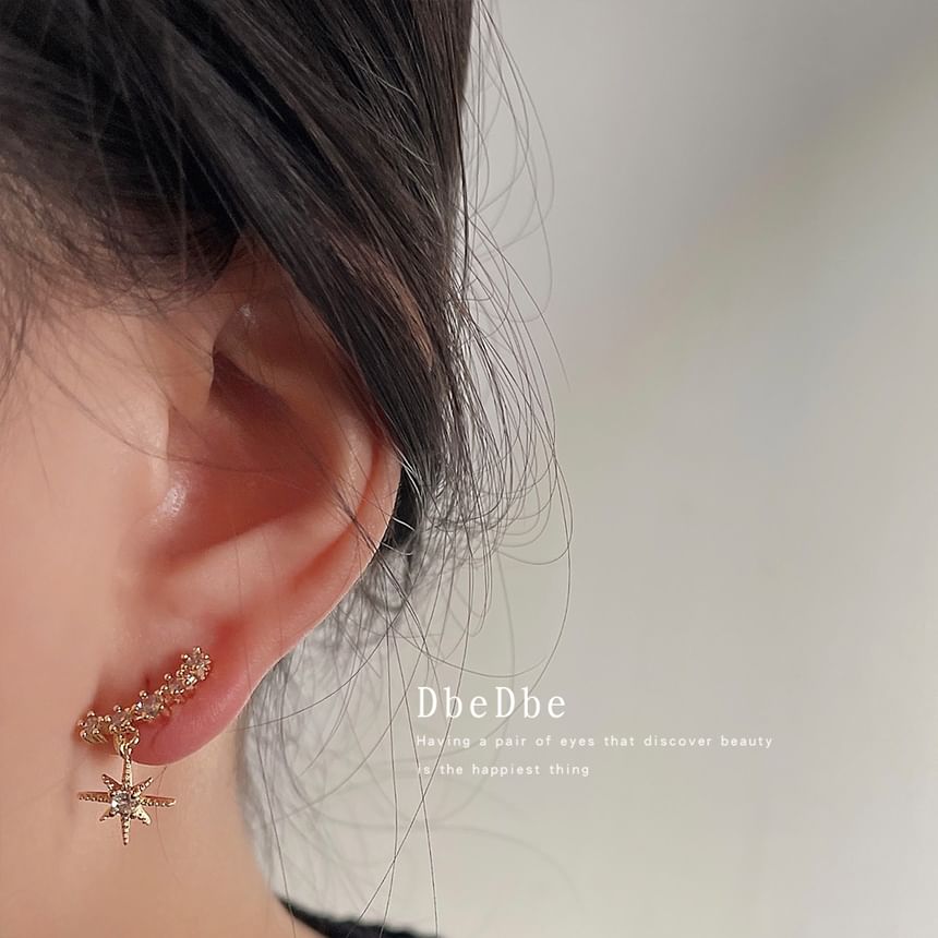 Earring Drop Cuff Star Rhinestone Alloy