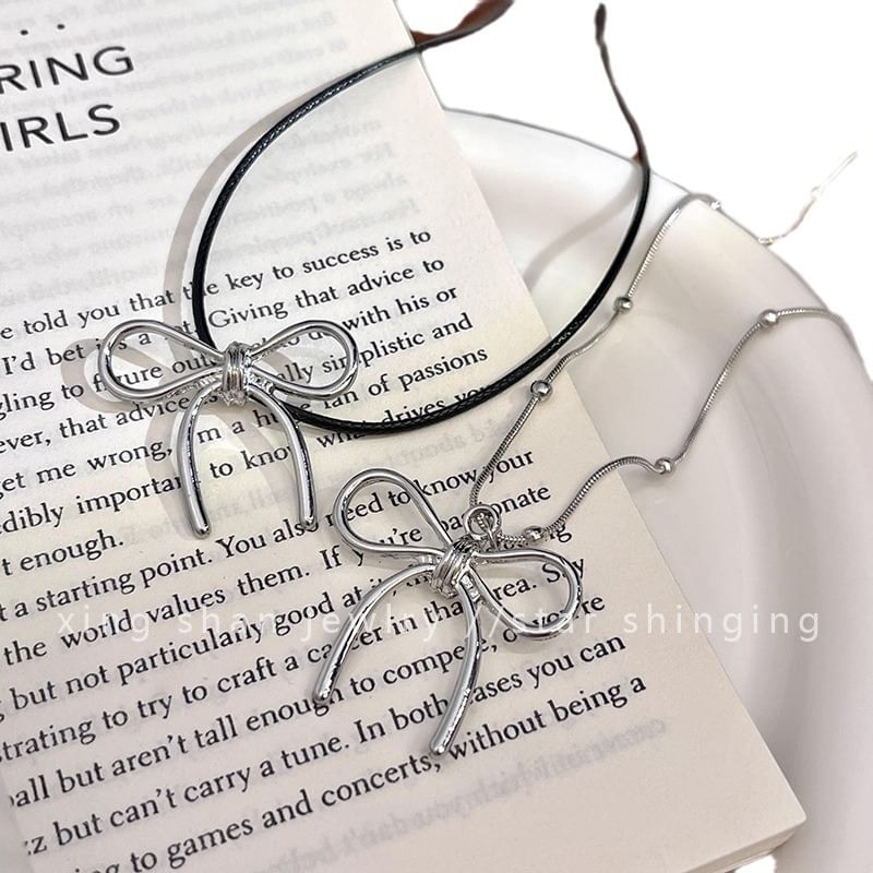 Cord Necklace Bow Pendant