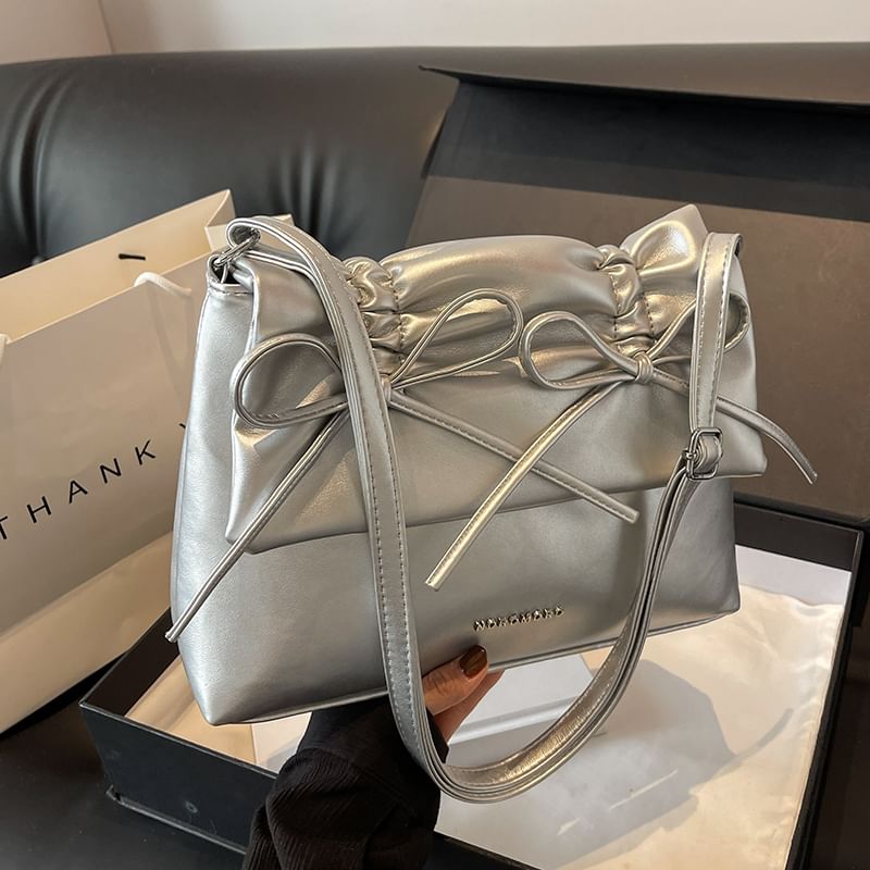 Bow Leather Shoulder Bag Faux