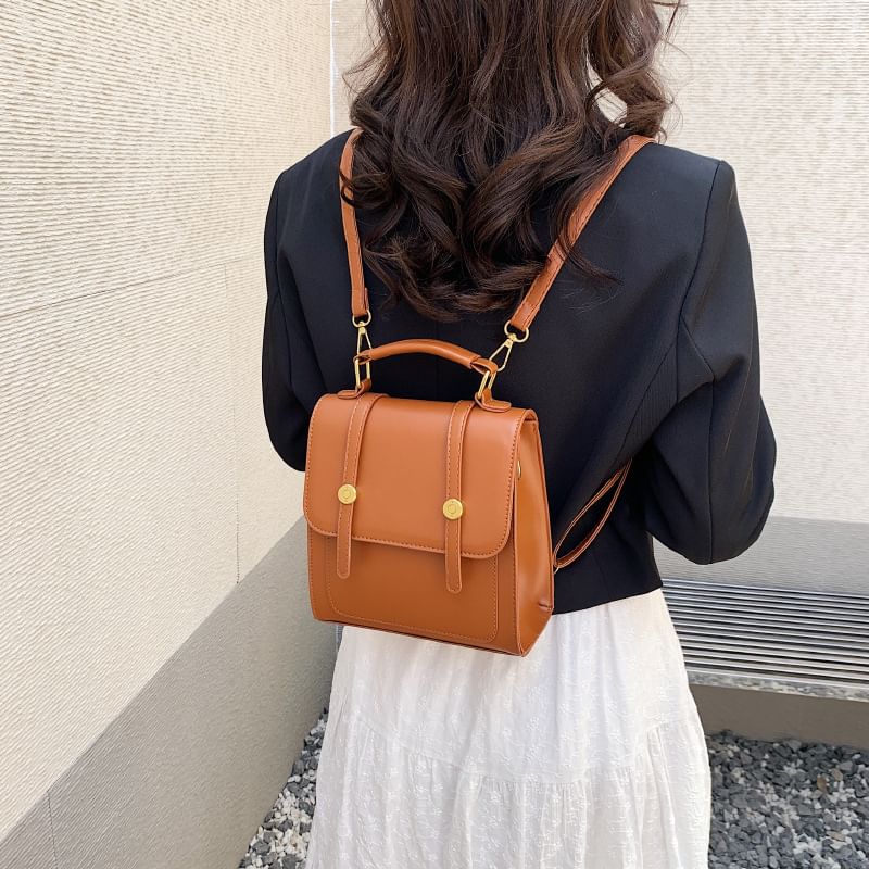 Faux Leather Backpack Flap