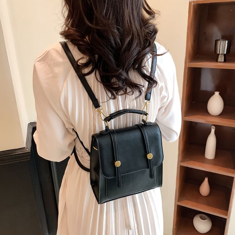 Faux Leather Backpack Flap