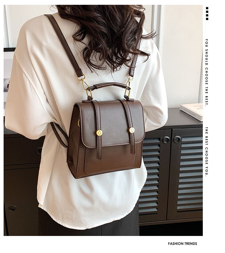 Faux Leather Backpack Flap