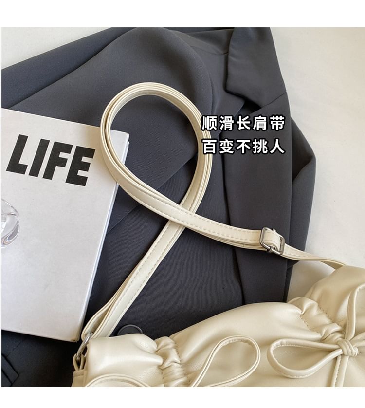 Faux Ribbon Flap Crossbody Bag Leather