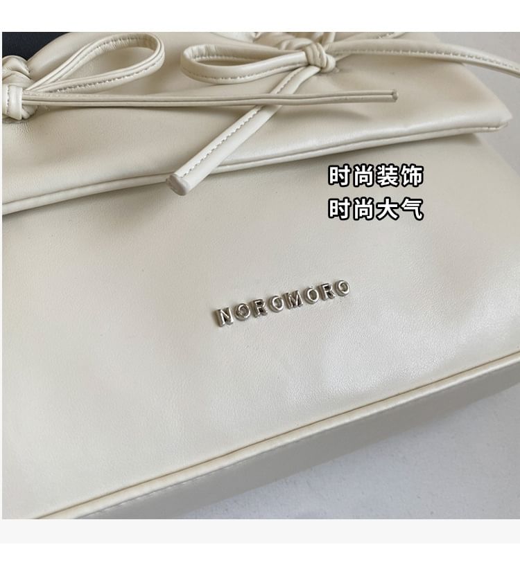 Faux Ribbon Flap Crossbody Bag Leather