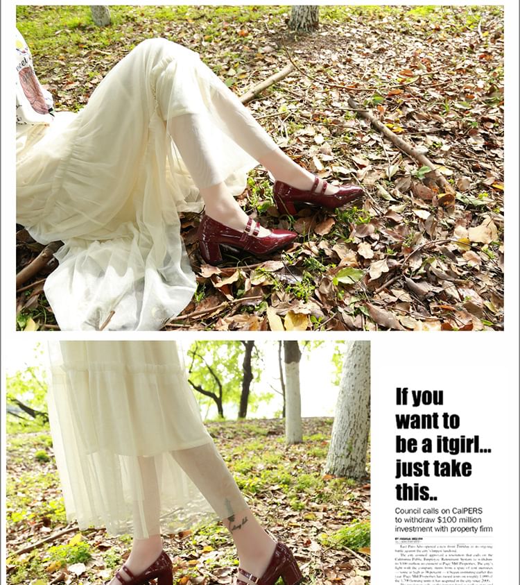 Jane Strap Mary Double Chunky Heel Shoes